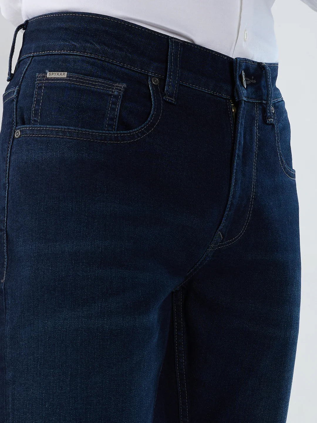 Men Jeans Regular Fit Dark Blue Mid Rise