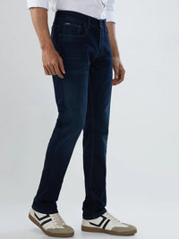 Men Jeans Regular Fit Dark Blue Mid Rise