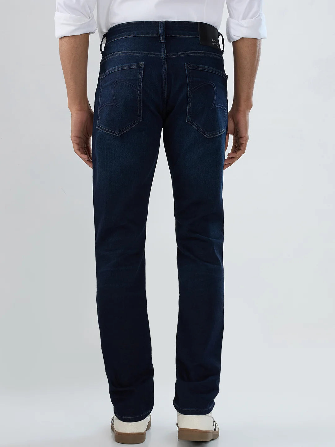 Men Jeans Regular Fit Dark Blue Mid Rise