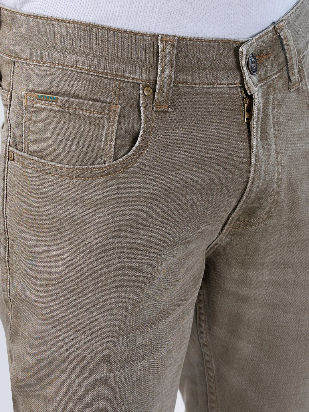 Men Jeans Slim Fit Green Low Rise