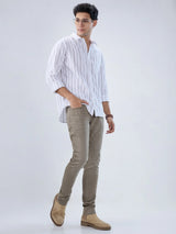 Men Jeans Slim Fit Green Low Rise