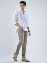 Men Jeans Slim Fit Green Low Rise