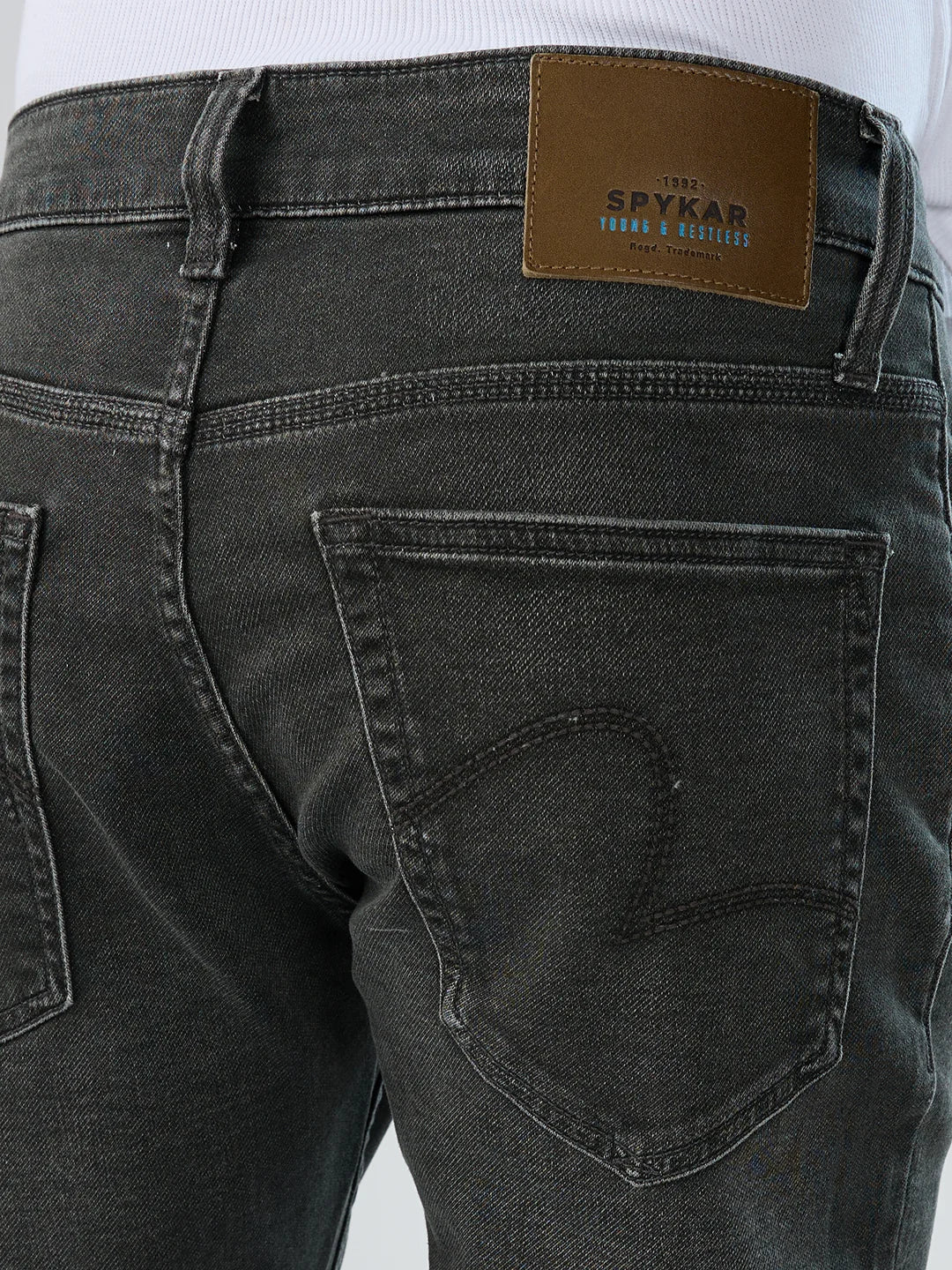 Men Jeans Slim Fit Green Low Rise