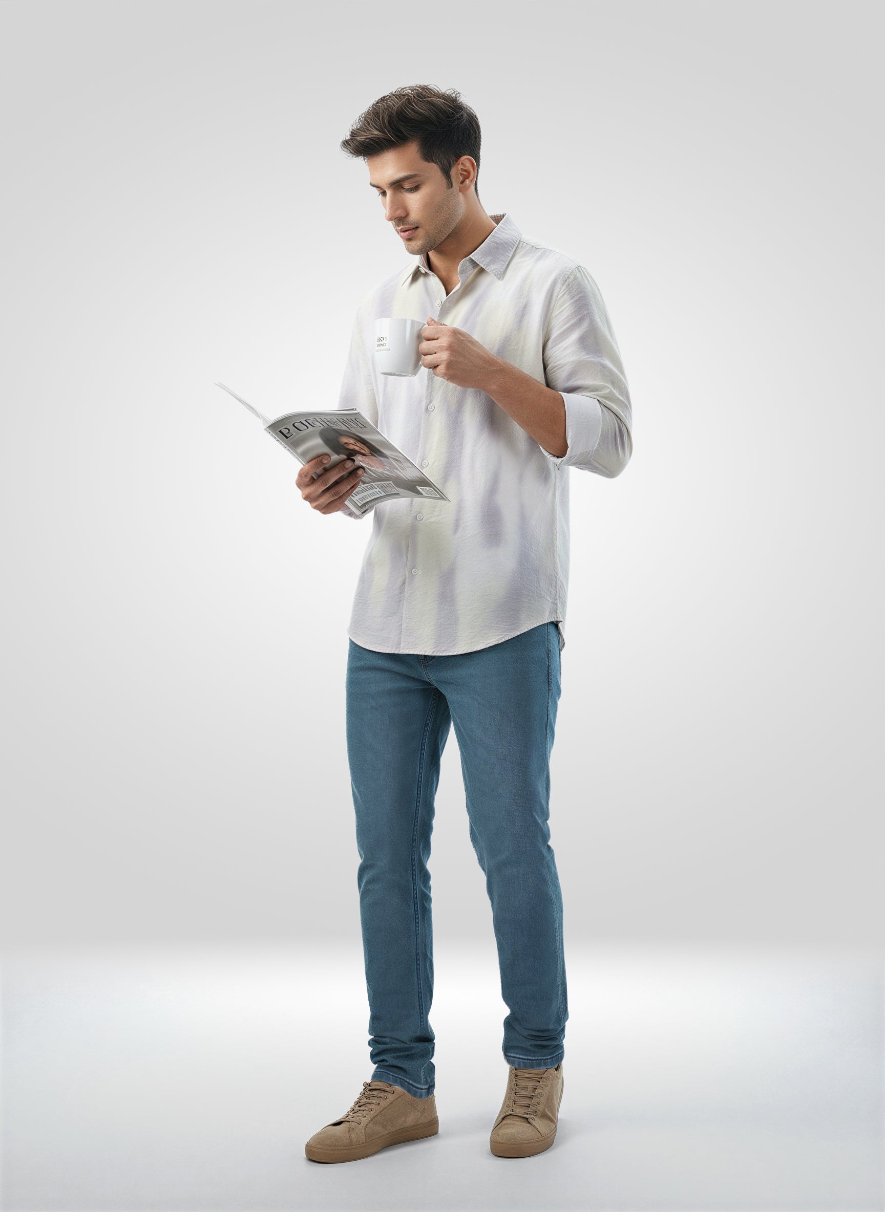 Men Jeans Slim Fit Green Low Rise