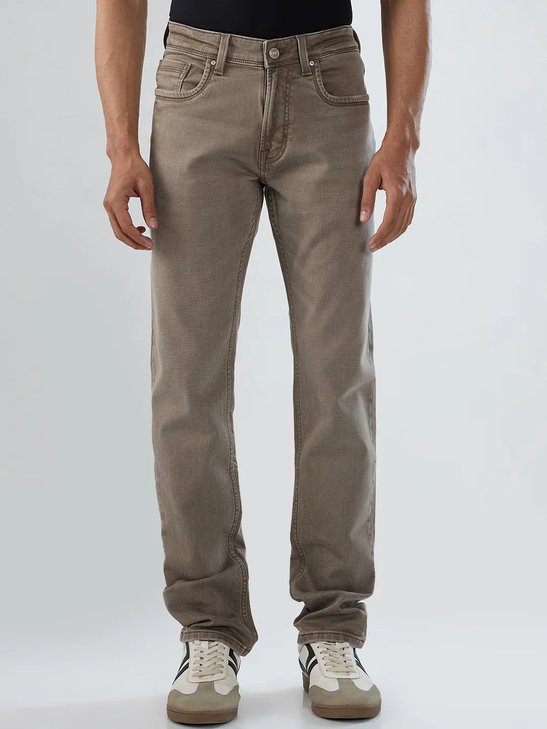 Men Rover Jeans Regular Fit Brown Mid Rise