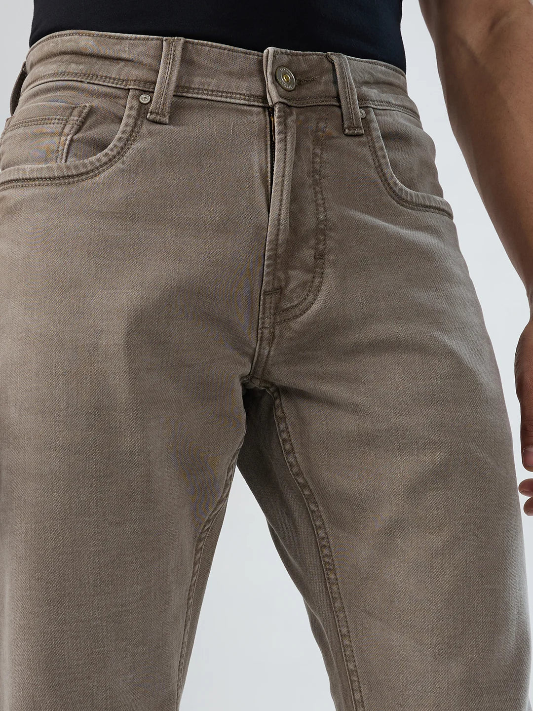 Men Rover Jeans Regular Fit Brown Mid Rise