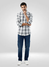 Men Jeans Regular Fit Dark Blue Mid Rise