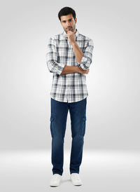 Men Jeans Regular Fit Dark Blue Mid Rise