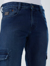Men Jeans Regular Fit Dark Blue Mid Rise