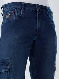 Men Jeans Regular Fit Dark Blue Mid Rise