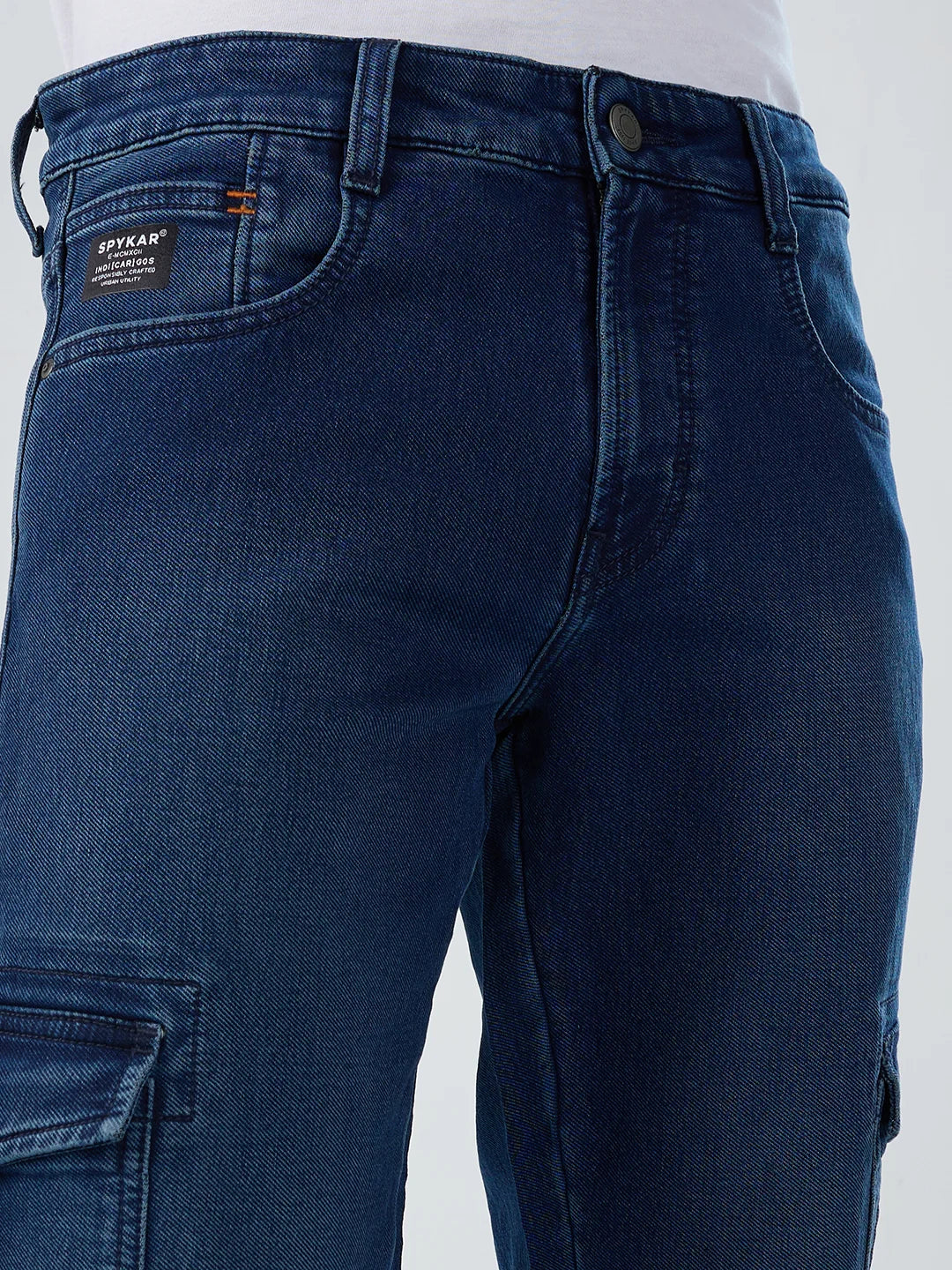 Men Jeans Regular Fit Dark Blue Mid Rise