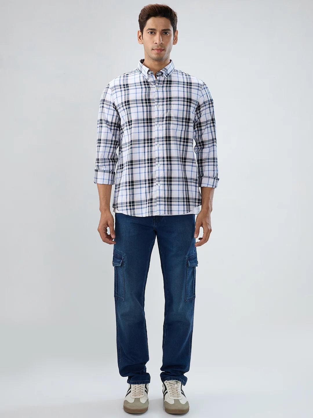 Men Jeans Regular Fit Dark Blue Mid Rise