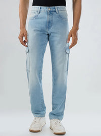 Men Jeans Regular Fit Light Blue Mid Rise
