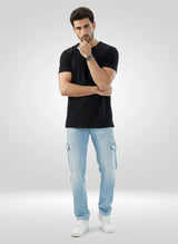 Men Jeans Regular Fit Light Blue Mid Rise