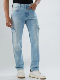 Men Jeans Regular Fit Light Blue Mid Rise