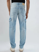 Men Jeans Regular Fit Light Blue Mid Rise
