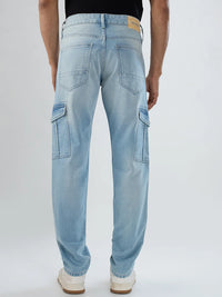 Men Jeans Regular Fit Light Blue Mid Rise