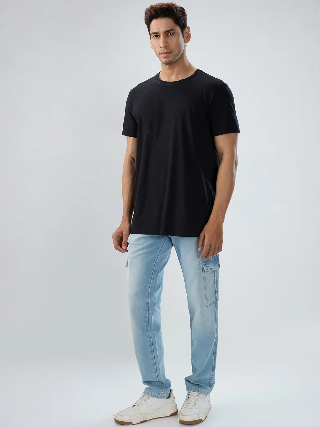 Men Jeans Regular Fit Light Blue Mid Rise