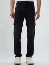 Men Jeans Regular Fit Black Mid Rise