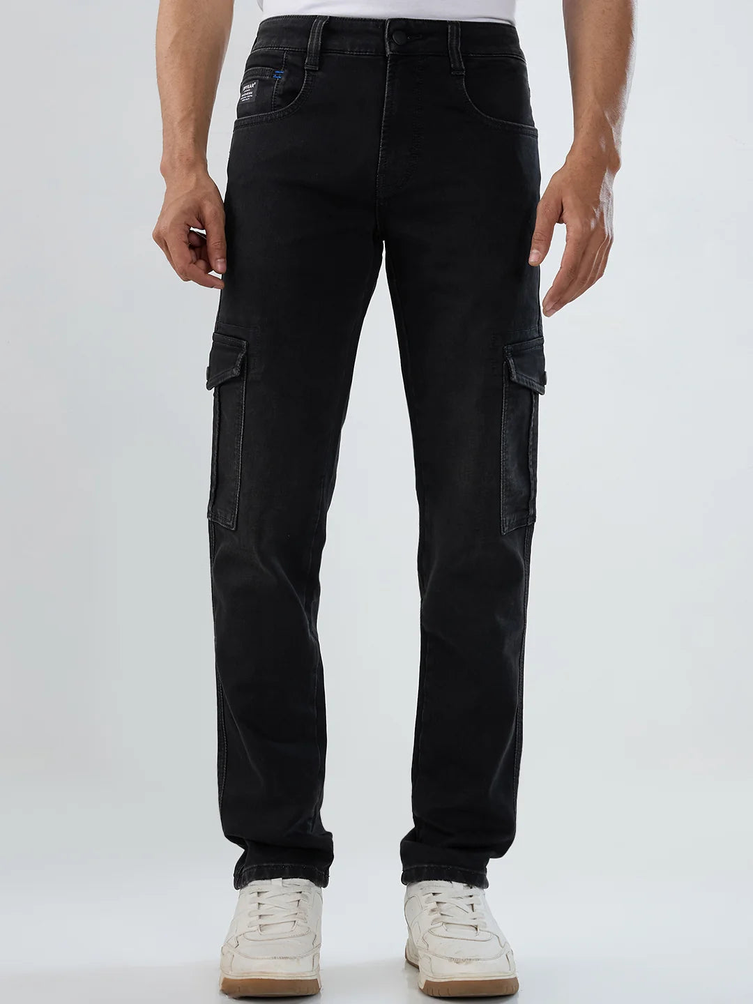 Men Jeans Regular Fit Black Mid Rise