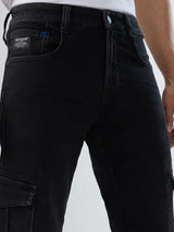 Men Jeans Regular Fit Black Mid Rise