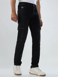 Men Jeans Regular Fit Black Mid Rise