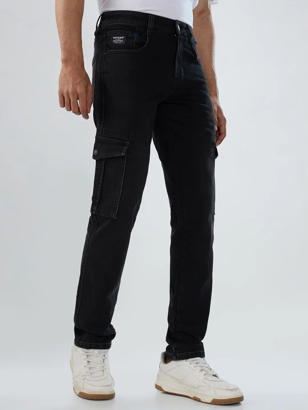 Men Jeans Regular Fit Black Mid Rise
