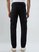 Men Jeans Regular Fit Black Mid Rise