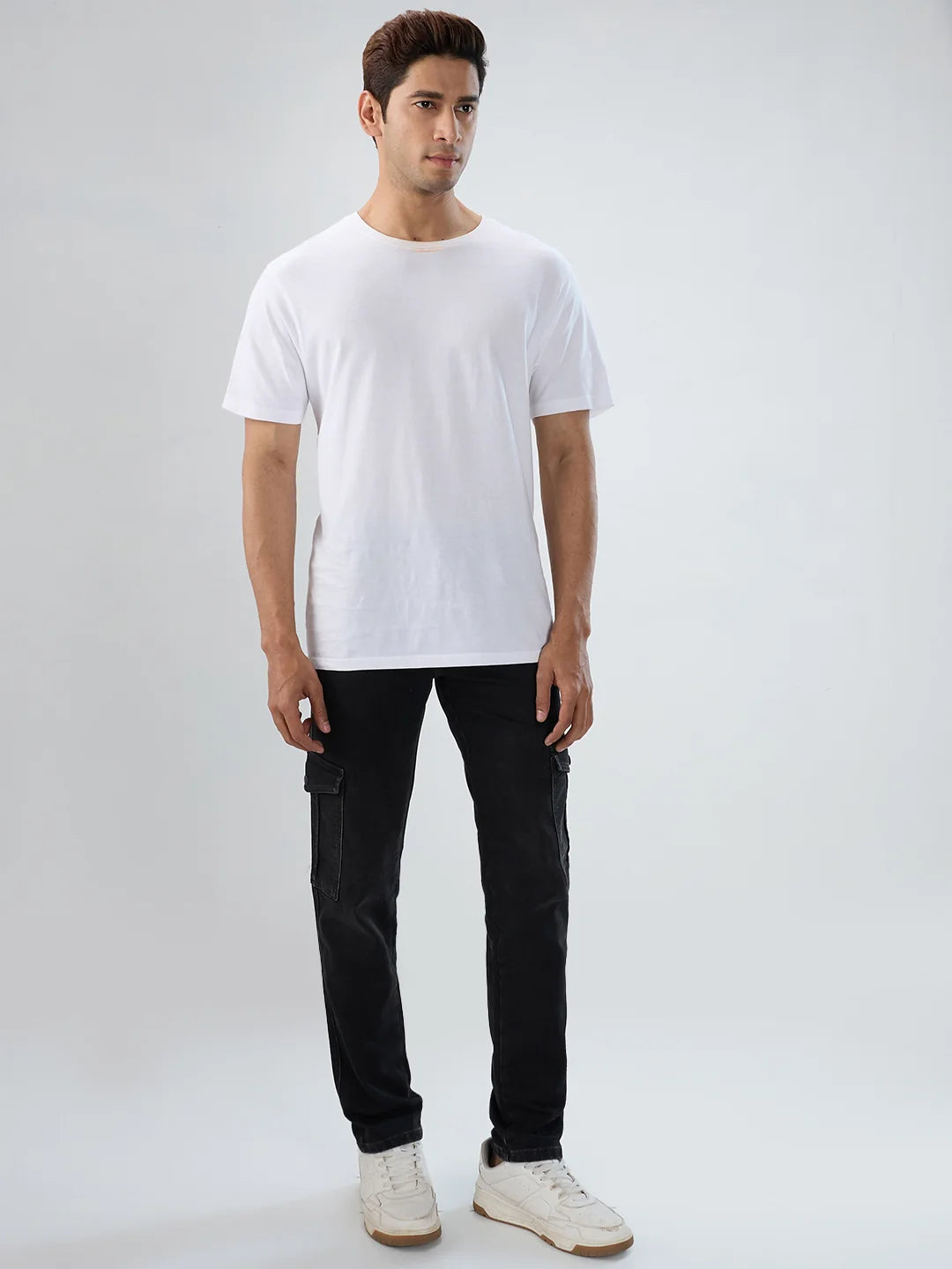 Men Jeans Regular Fit Black Mid Rise