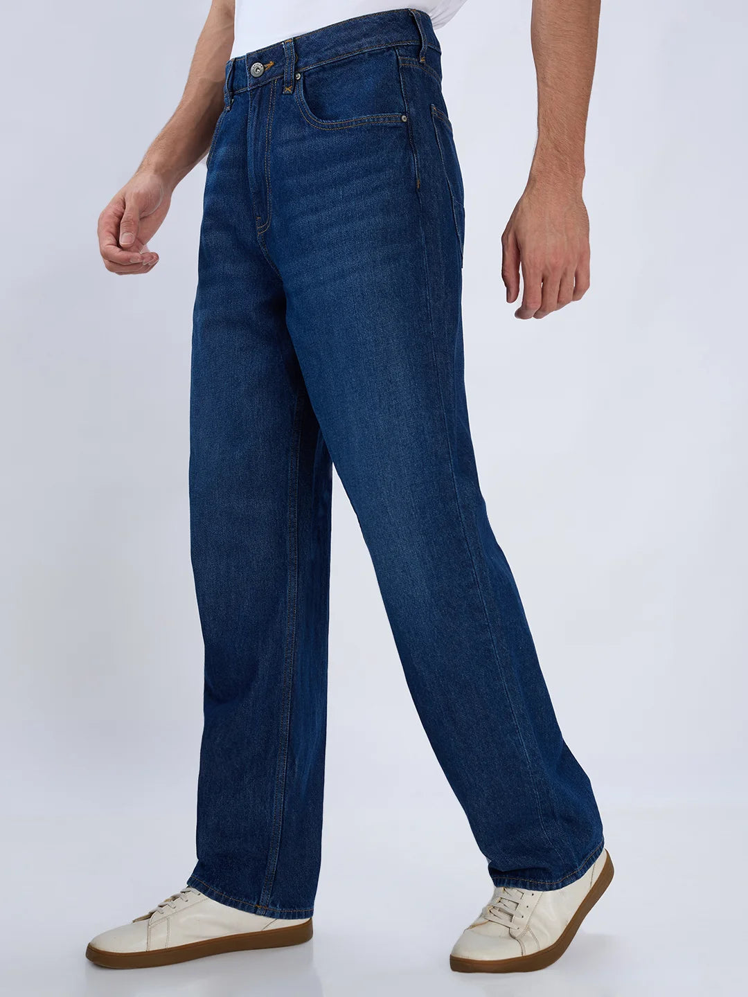 Men Ikemen Jeans Loose Fit Dark Blue Mid Rise