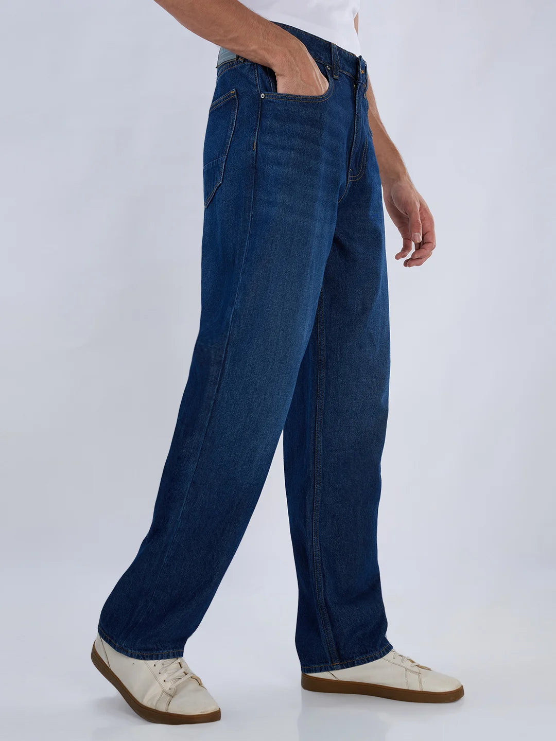 Men Ikemen Jeans Loose Fit Dark Blue Mid Rise