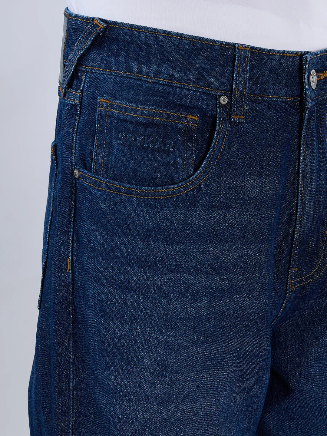 Men Ikemen Jeans Loose Fit Dark Blue Mid Rise