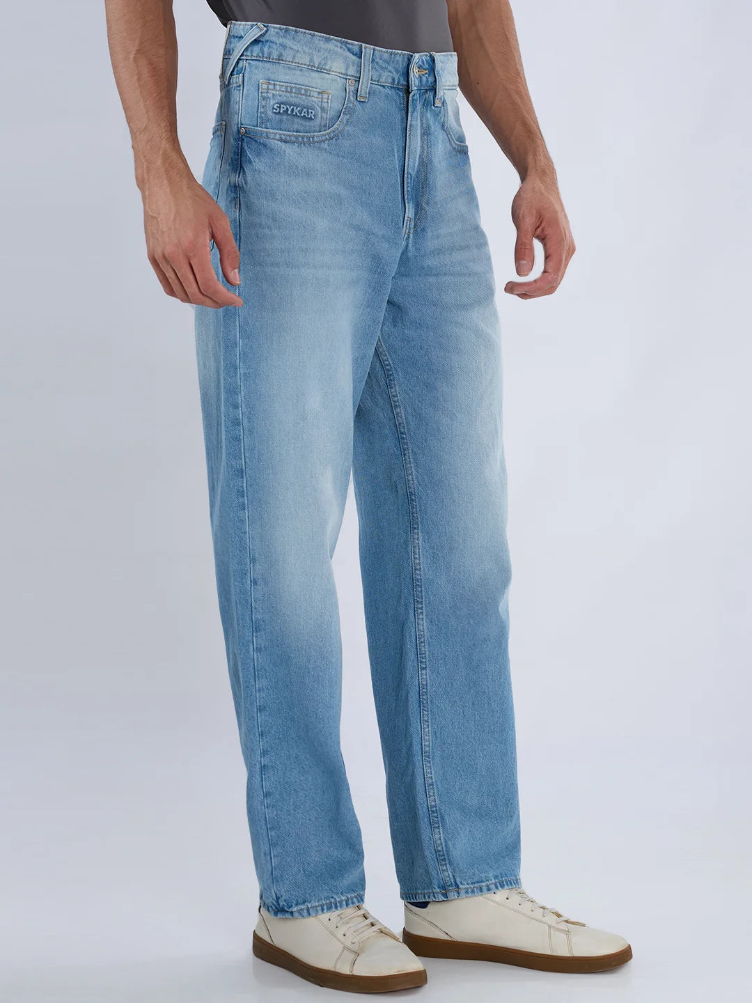 Men Ikemen Jeans Loose Fit Ice Blue Mid Rise