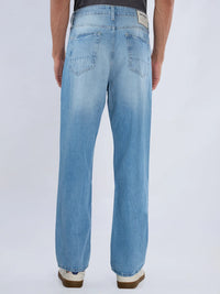 Men Ikemen Jeans Loose Fit Ice Blue Mid Rise