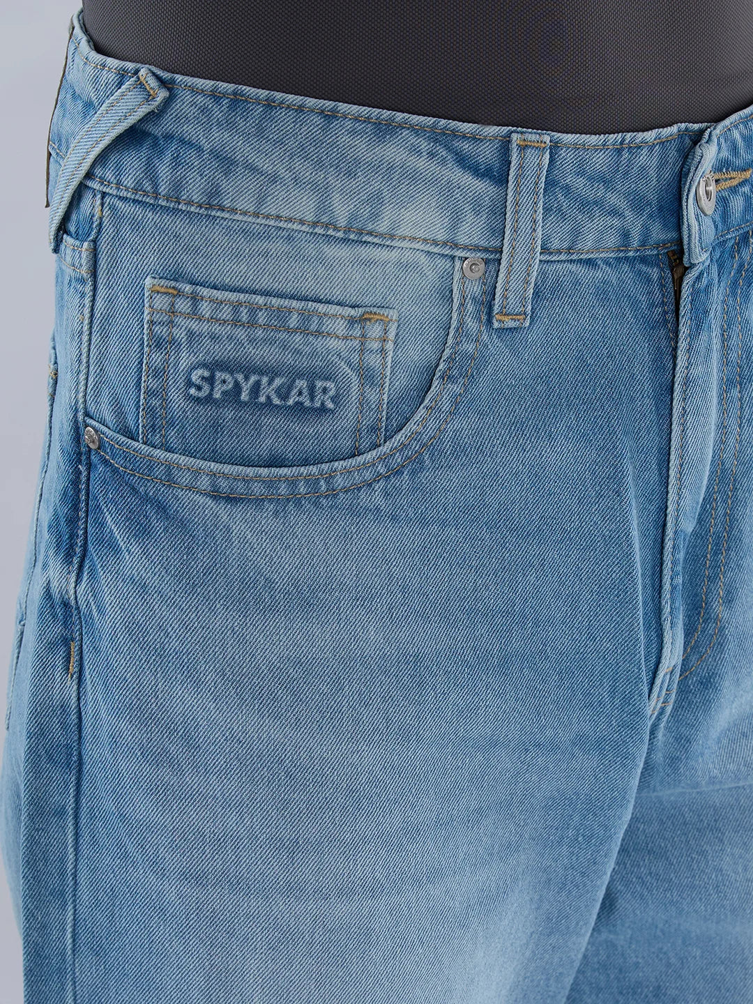 Men Ikemen Jeans Loose Fit Ice Blue Mid Rise