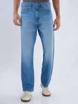 Men Ikemen Jeans Loose Fit Blue Mid Rise
