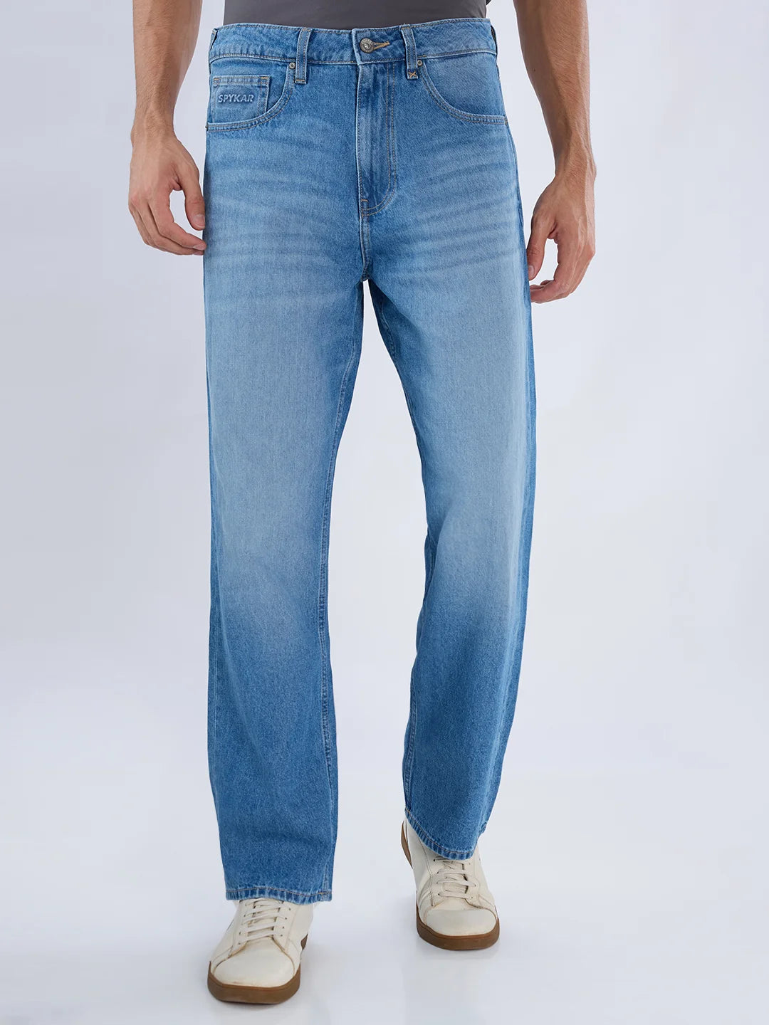 Men Ikemen Jeans Loose Fit Blue Mid Rise