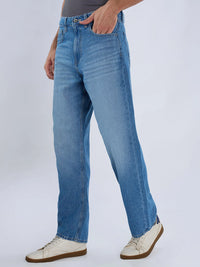Men Ikemen Jeans Loose Fit Blue Mid Rise