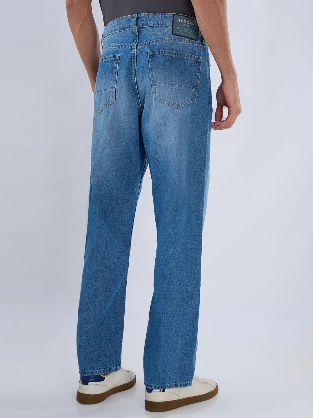 Men Ikemen Jeans Loose Fit Blue Mid Rise