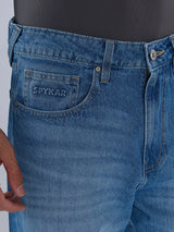 Men Ikemen Jeans Loose Fit Blue Mid Rise