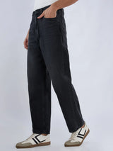 Men Ikemen Jeans Loose Fit Black Mid Rise