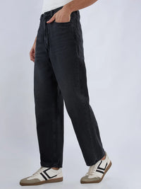 Men Ikemen Jeans Loose Fit Black Mid Rise