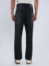 Men Ikemen Jeans Loose Fit Black Mid Rise
