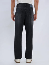 Men Ikemen Jeans Loose Fit Black Mid Rise