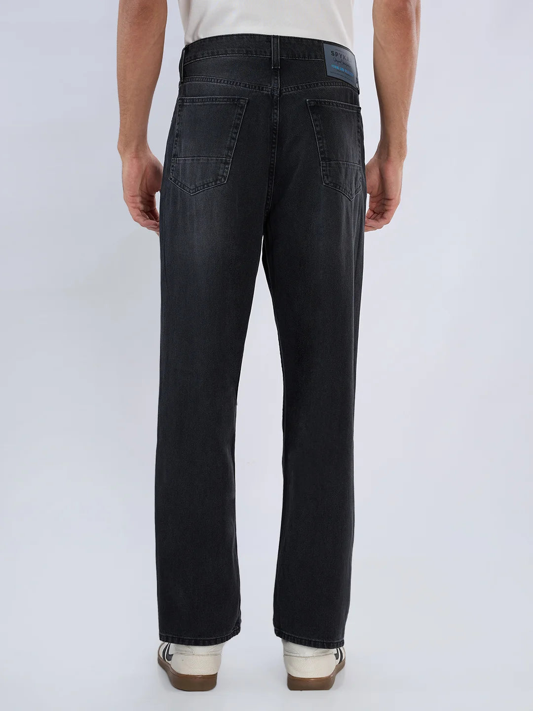 Men Ikemen Jeans Loose Fit Black Mid Rise