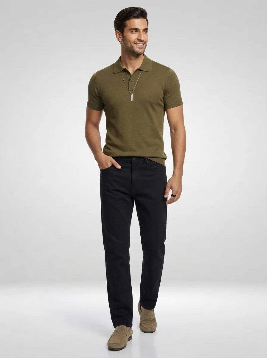 Men Jeans Loose Fit Black Mid Rise