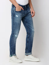 Men Jeans Skinny Fit Mid Blue Low Rise