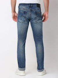 Men Jeans Skinny Fit Mid Blue Low Rise