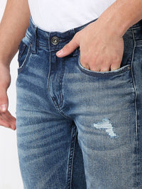 Men Jeans Skinny Fit Mid Blue Low Rise