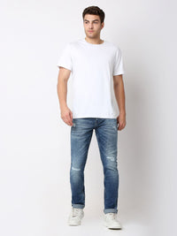 Men Jeans Skinny Fit Mid Blue Low Rise
